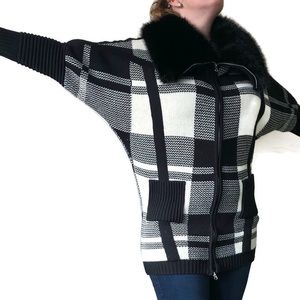 BNCI BLANC NOIR knit cardigan zip up thick heavy